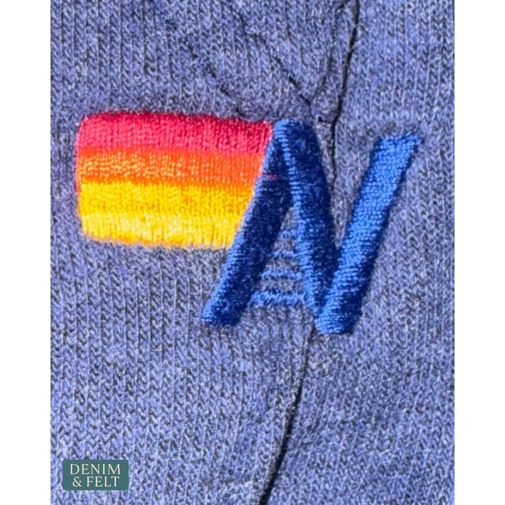Aviator Nation Venice CA Surfer Pullover Hoodie Rainbow Graphic Navy Blue Medium - Picture 6 of 8